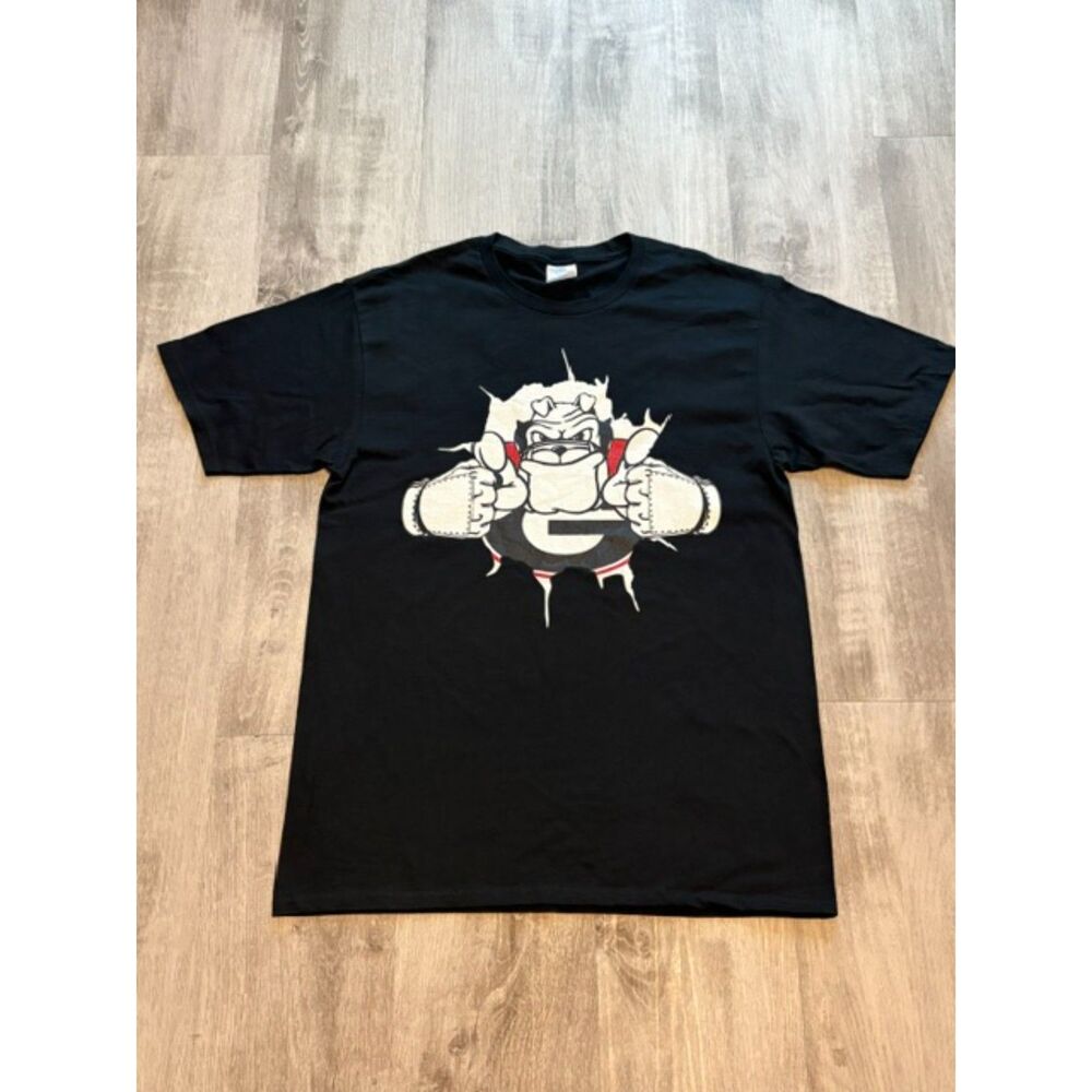 GEORGIA BULLDOGS Port & Company Men's Graphic T-Shirt M Black Short Sleeve